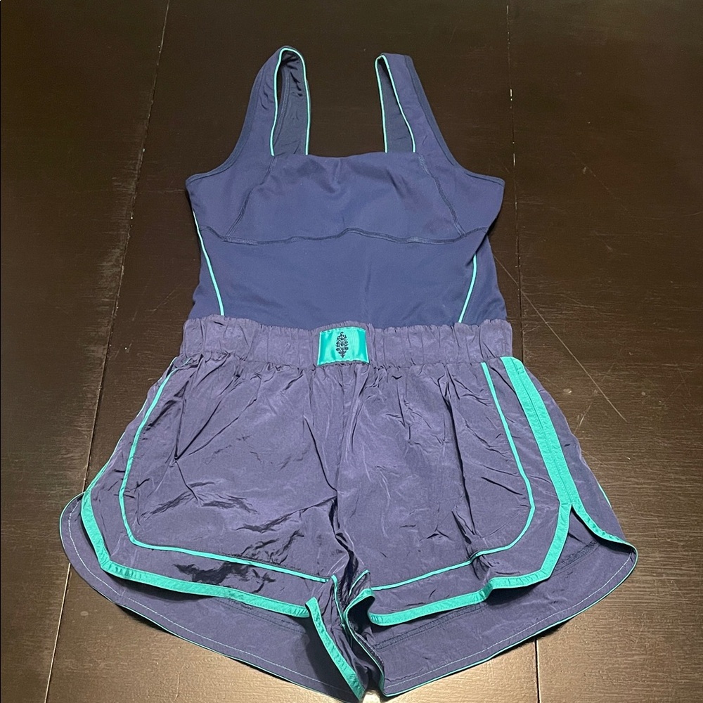 FP Movement by Free People Navy and Teal Athletic romper